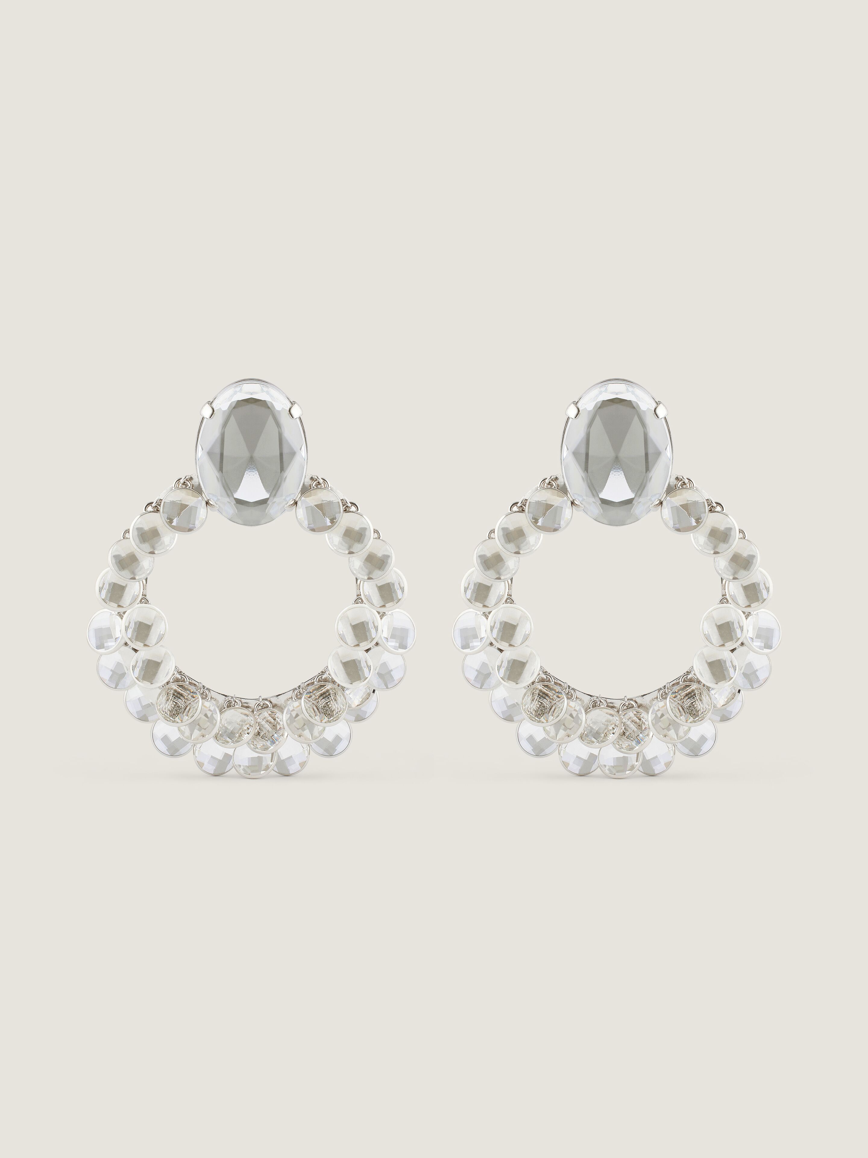 Broken Chandelier clip earrings in metal and crystals